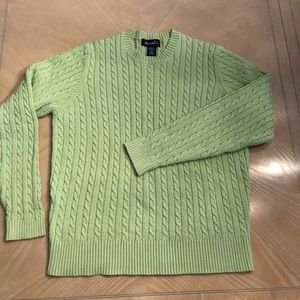 Cable knit crew neck sweater